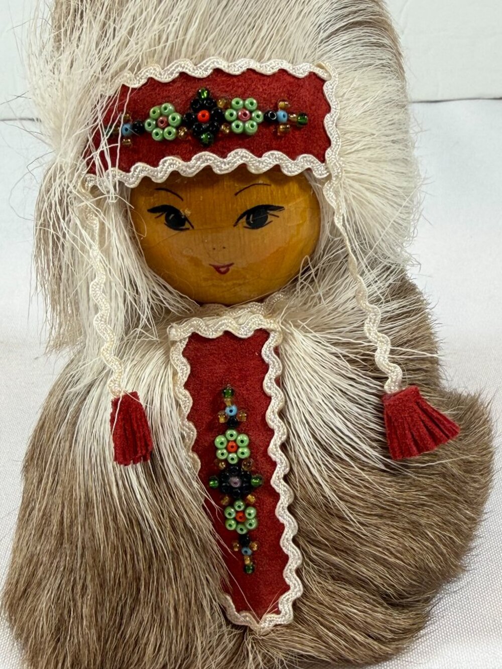 Vintage Native Inuit Arctic Set Of 3, Genuine Fur Dolls, GORGEOUS! - Picture 11 of 12